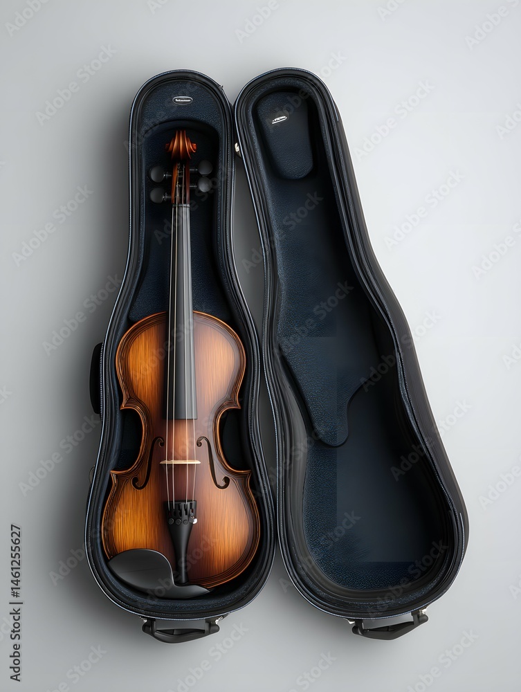 Elegant, sturdy black violin shoulder rest case on pure white background.