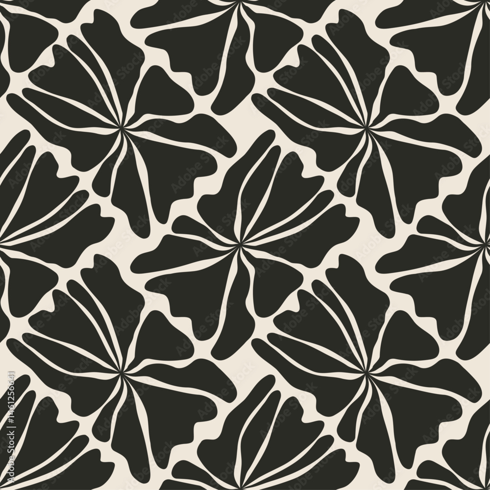 Obraz premium Trendy minimalist seamless botanical pattern with abstract creative hand drawn composition