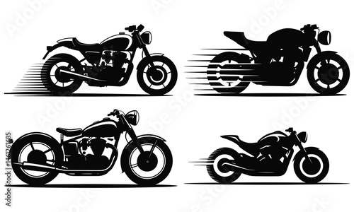 set of silhouettes of motorcycles