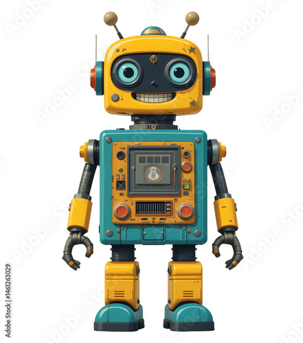 vintage and retro robot isolated on transparent background