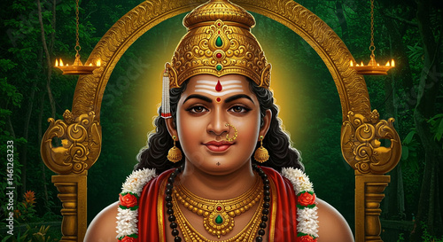 Obraz na płótnie Lord Ayyappan: Portrait of the Hindu God w salonie