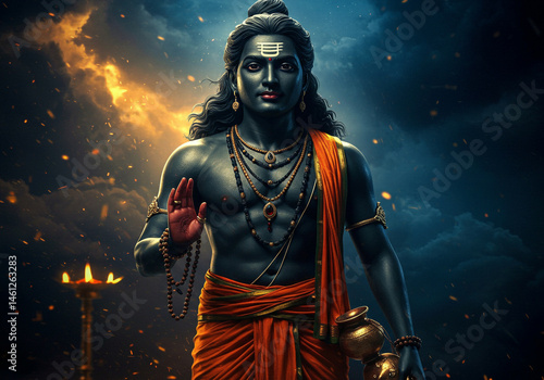Obraz na płótnie Majestic Lord Ayyappa Digital Artwork w salonie