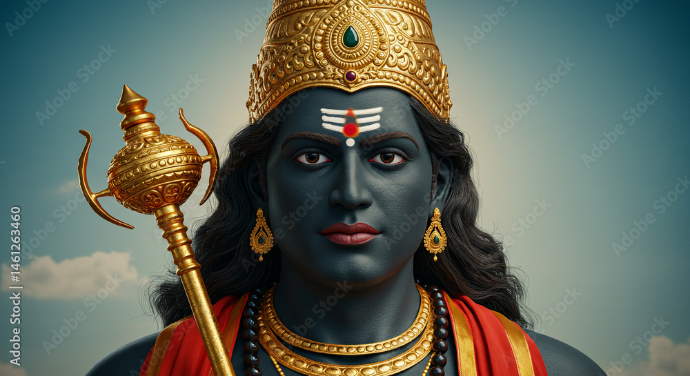 Lord Ayyappan, Hindu Deity Portrait