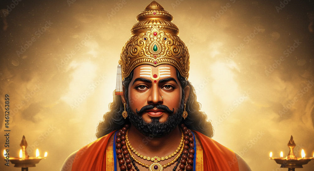 Lord Ayyappan, Hindu Deity Portrait