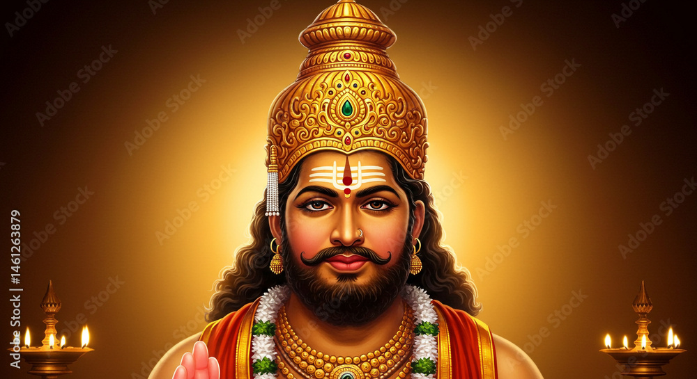 Lord Ayyappan: Majestic Hindu Deity Portrait