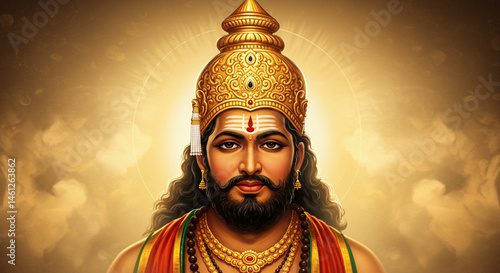 Obraz na płótnie Lord Ayyappan: Divine Hindu Deity Portrait w salonie