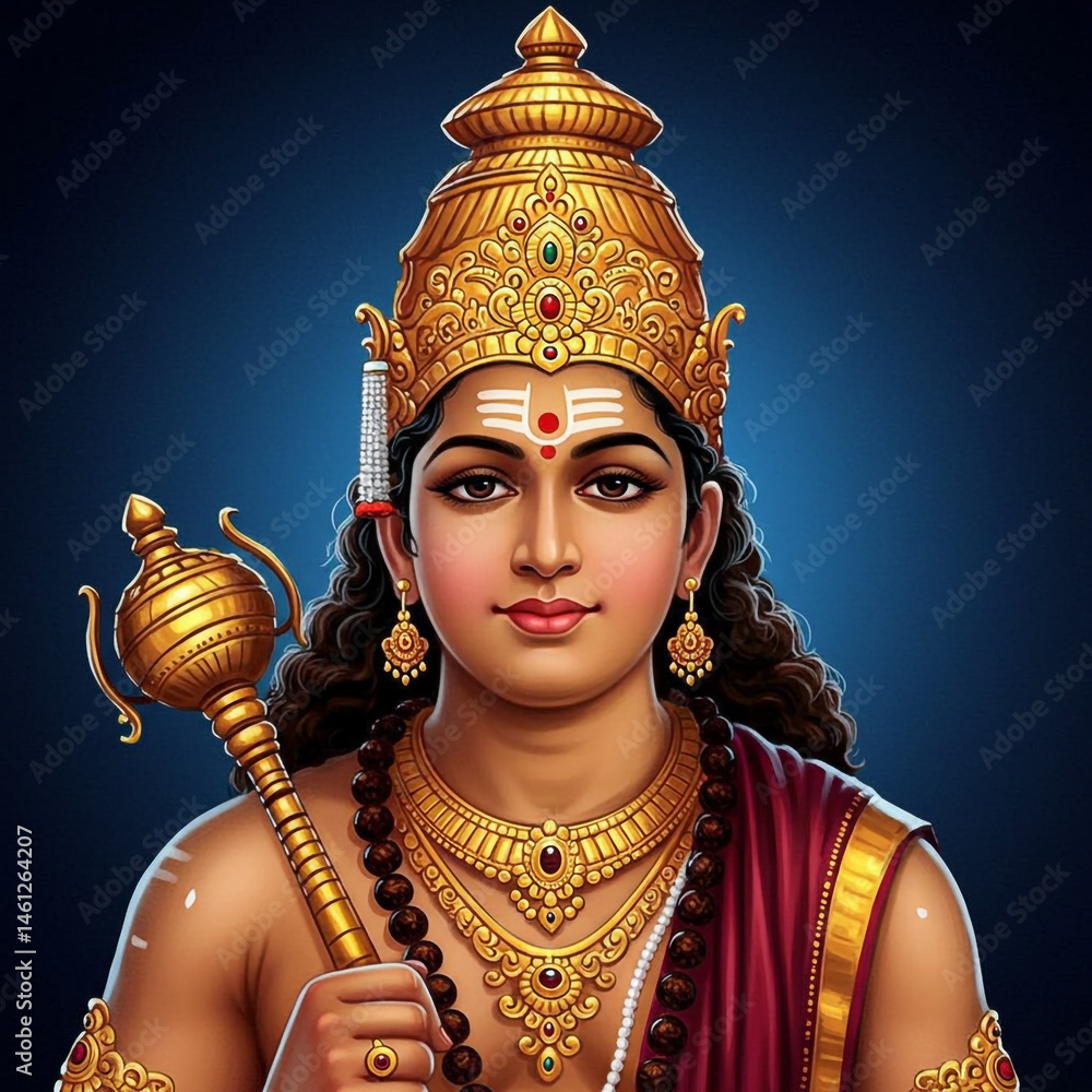 Lord Ayyappan, Hindu Deity Portrait