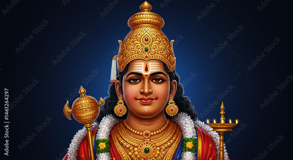 Lord Ayyappan: Digital Painting of Hindu Deity