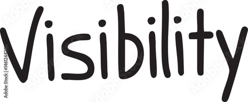 A stark white word 'Visibility' is presented on a black background.