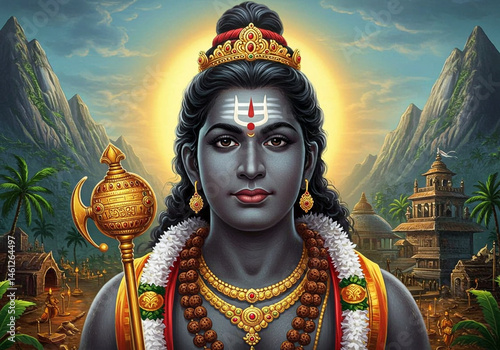 Obraz na płótnie Majestic Lord Ayyappan, Hindu Deity w salonie
