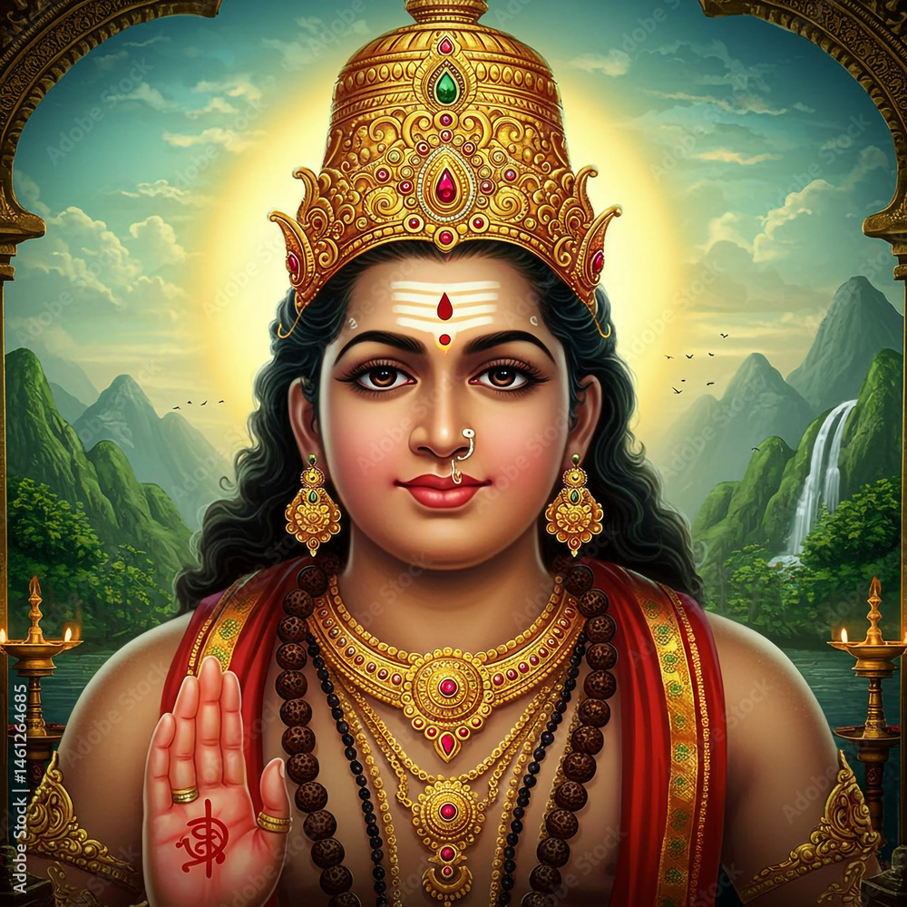 Lord Ayyappan: Divine Hindu Deity Portrait