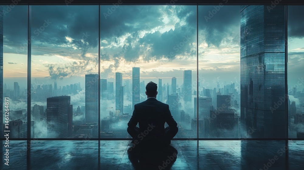 Fototapeta premium Contemplation in the Cityscape