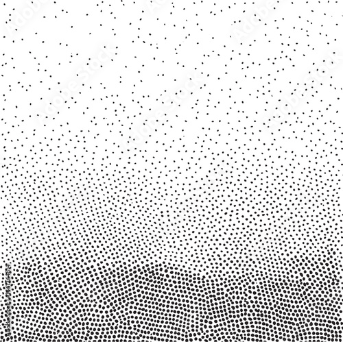 A grayscale gradient transitions from densely dotted to sparsely scattered black dots.