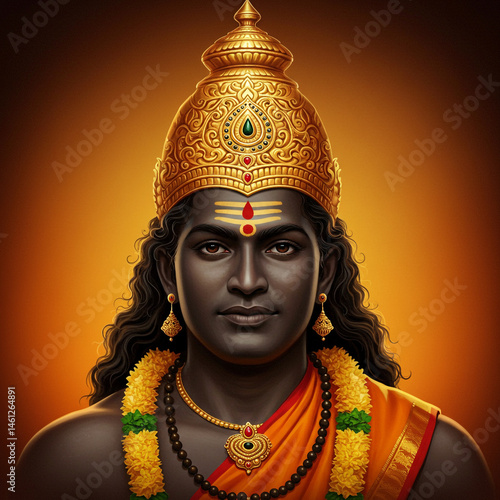 Obraz na płótnie Lord Ayyappan, Hindu Deity Portrait w salonie