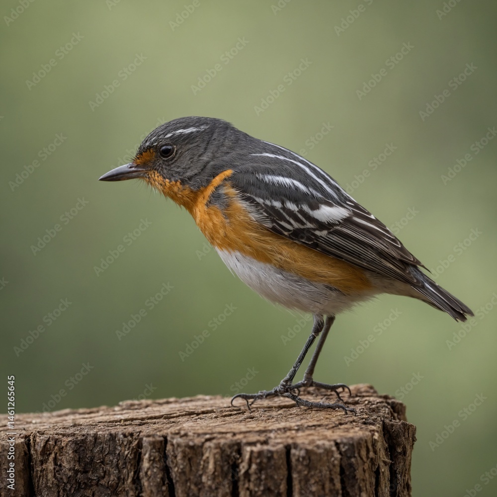 Mugimaki Flycatcher on Wood Base. Mugimaki Flycatcher on Wood Base.