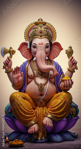 Majestic Lord Ganesha in Re...