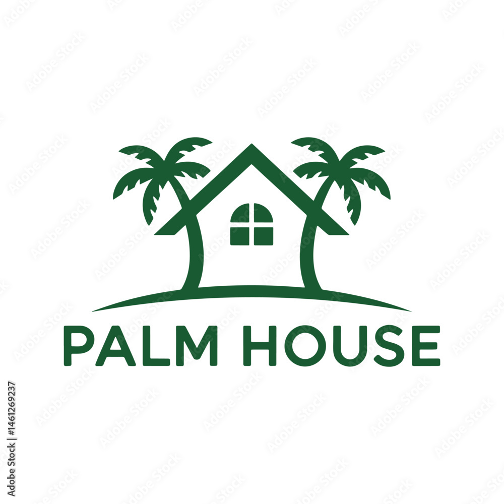 Obraz premium Palm Tree House, Palm tree house silhouette