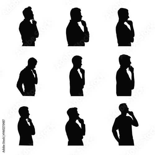 Silhouette pose of a man thinking about something