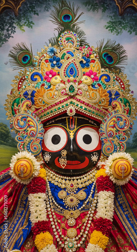 Ornate Jagannath Deity in R...
