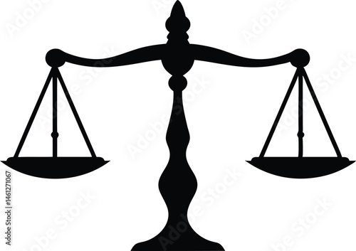 Scale of justice silhouette vector, scale icon, balance symbol vector