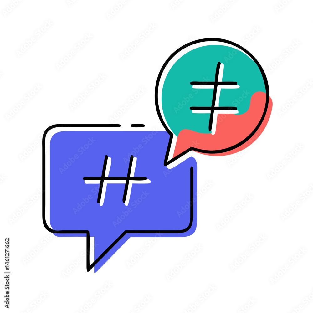 Fototapeta premium Hashtag Vector Icon: Social Media, Tag, Trending Topic