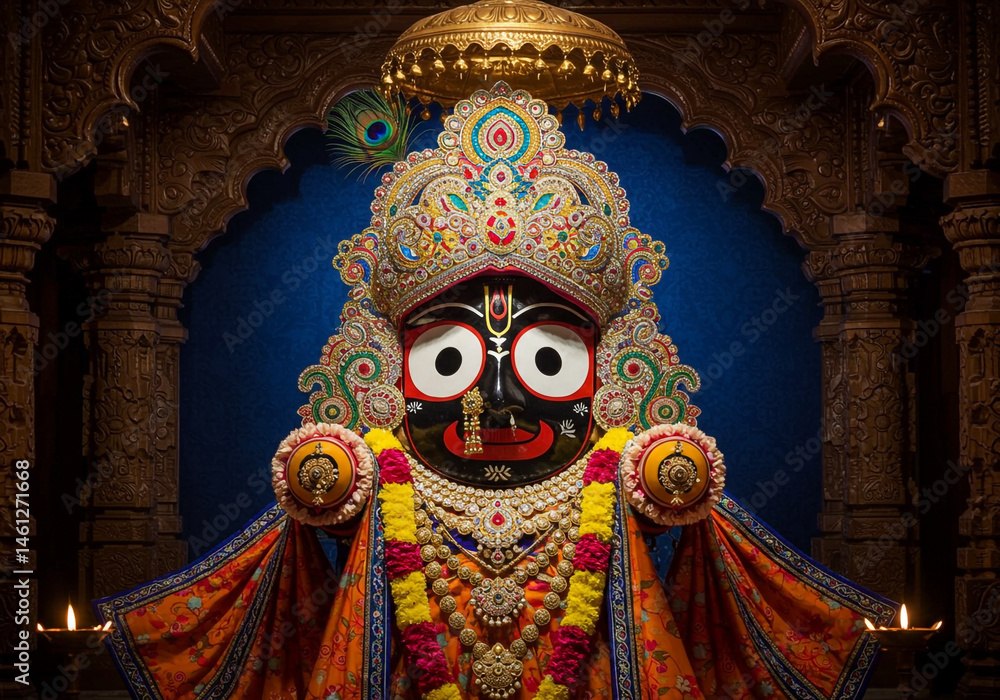 Obraz premium Majestic Jagannath Deity in Ornate Shrine