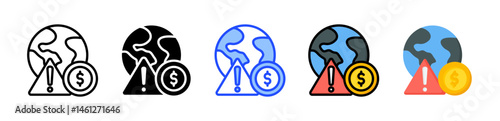 Financial Meltdown Icon Collection With Multiple Styles