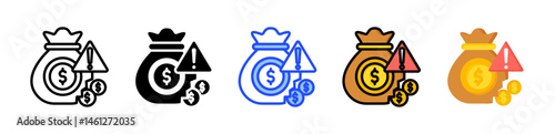 Bankruptcy Warning Icon Collection With Multiple Styles