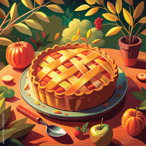 Autumnal apple pie. perfect for fall.