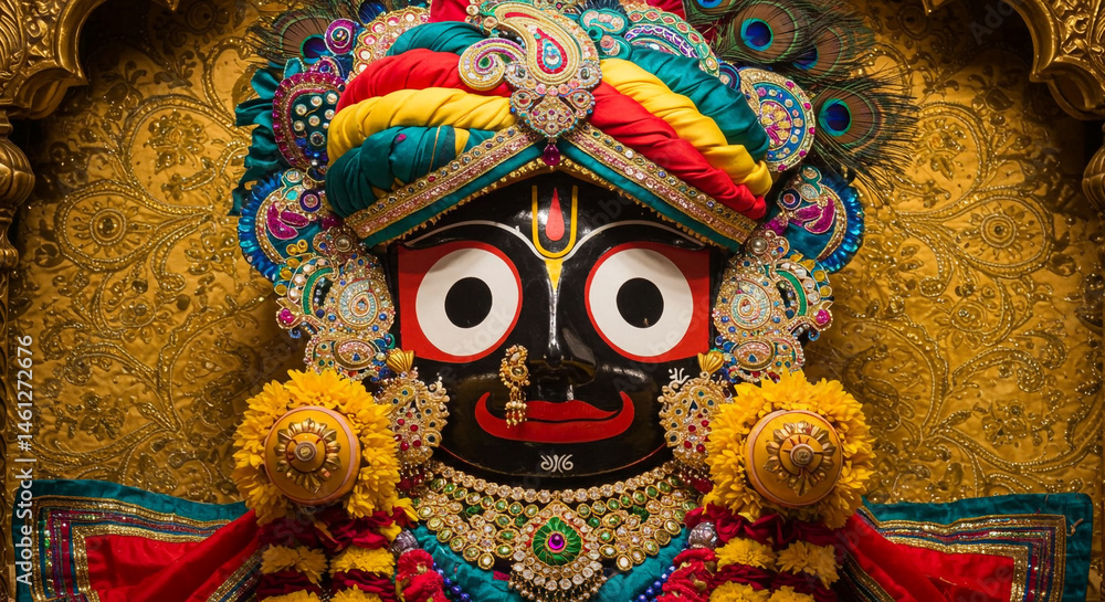 Fototapeta premium Ornate Jagannath Deity Adorned in Jewels