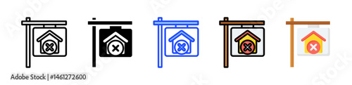 Foreclosure Sign Icon Collection With Multiple Styles