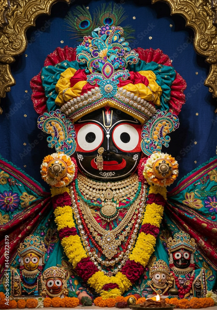 Fototapeta premium Ornate Jagannath Deity in Rich Attire