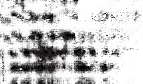 A textured halftone portrait of a person's face.