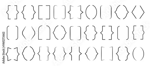 Collection of different text brackets, braces, quote, text box icons