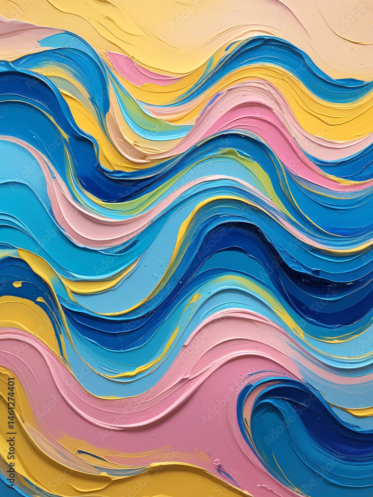 Fototapeta premium An abstract pattern resembling swirling watercolor waves, it is bright, vibrant and hidden.
