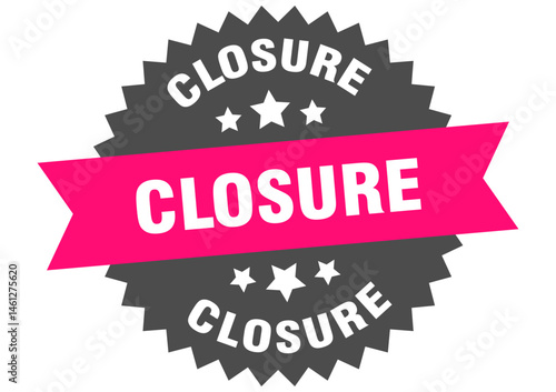 closure. closure round pink label isolated on transparent background