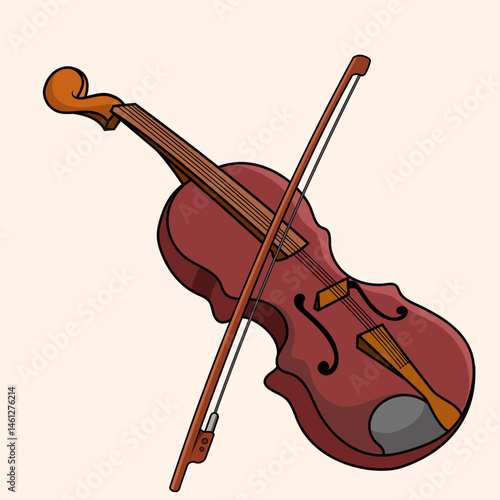 Illustration of a Classic Violin and a Viola Playing Musical Instrument. Beautiful band, orchestra playing music wood equipment. flat style cartoon illustration isolated for Printed poster and Tshirt 