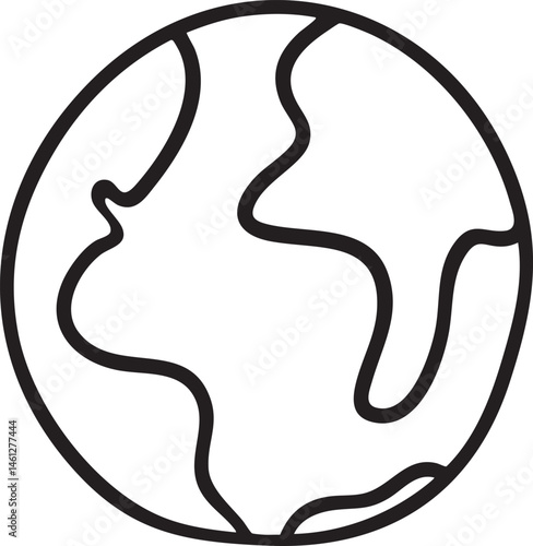 A simple black outline of a spherical planet.