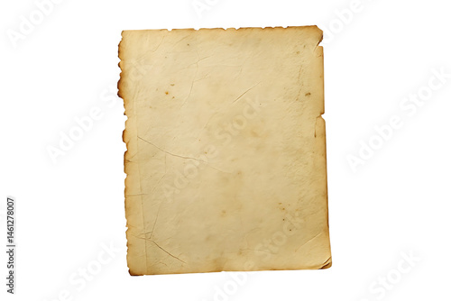aged vintage parchment paper texture isolated on white background PNG
