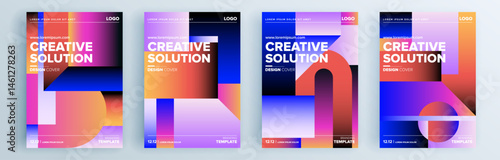 Modern abstract covers set, minimal covers design. Colorful geometric background, vector illustration.