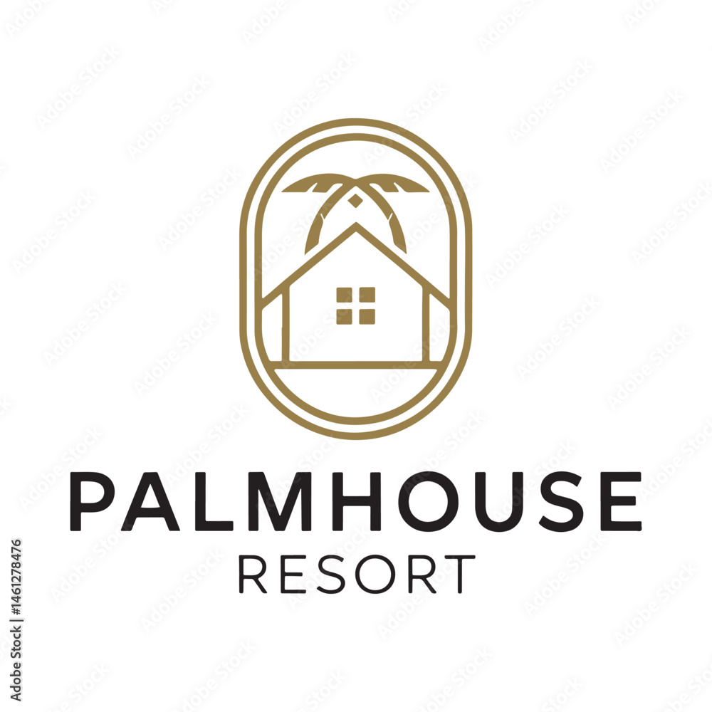 Fototapeta premium Palm Tree House, Palm tree house silhouette