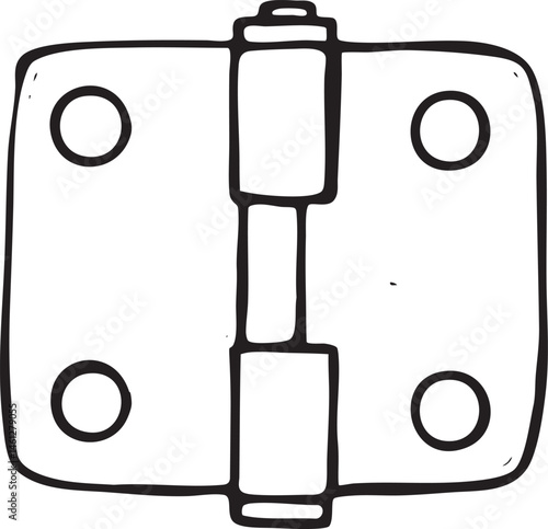 A simple black and white of a square hinge.
