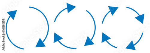 Collection of recycling and rotation arrow symbols. Recycle icons. Recycling arrows. Green icons for packaging, recycling. Ecology, environmentally friendly, environmental management symbols.