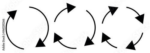 Collection of recycling and rotation arrow symbols. Recycle icons. Recycling arrows. Green icons for packaging, recycling. Ecology, environmentally friendly, environmental management symbols.