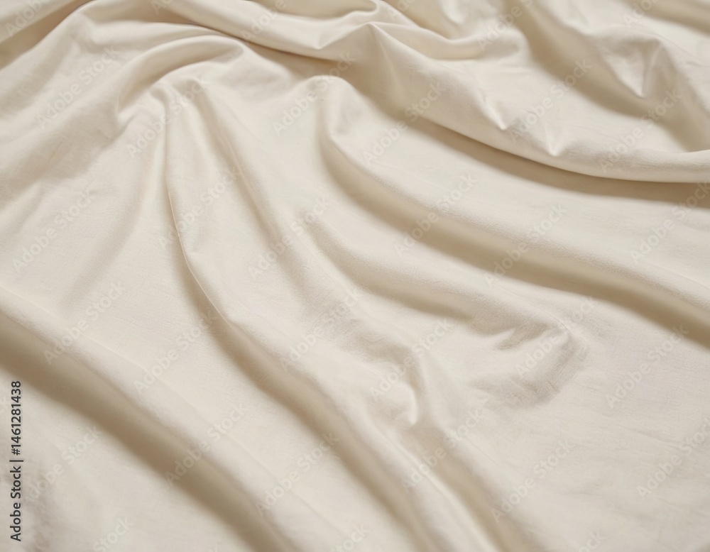 Fototapeta premium Soft beige fabric draped elegantly, creating gentle folds and textures.