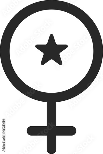 Zodiac astrology symbol of Venus with star accent, line icon.