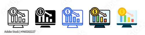 Stock Downturn Icon Collection With Multiple Styles
