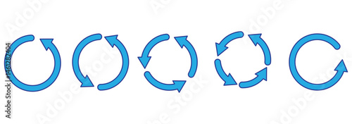 Circle arrow vector, icon set. Set of black arrows vector isolated on white background. Flat style icon recycle arrow symbol web graphic design. Rotation arrows icons. 