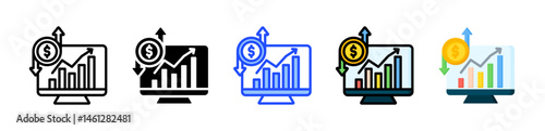 Market Fluctuation Icon Collection With Multiple Styles