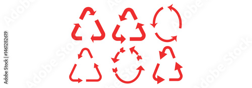 Collection of recycling and rotation arrow symbols. Recycle icons. Recycling arrows.  icons for packaging, recycling. Ecology, environmentally friendly, environmental management symbols.